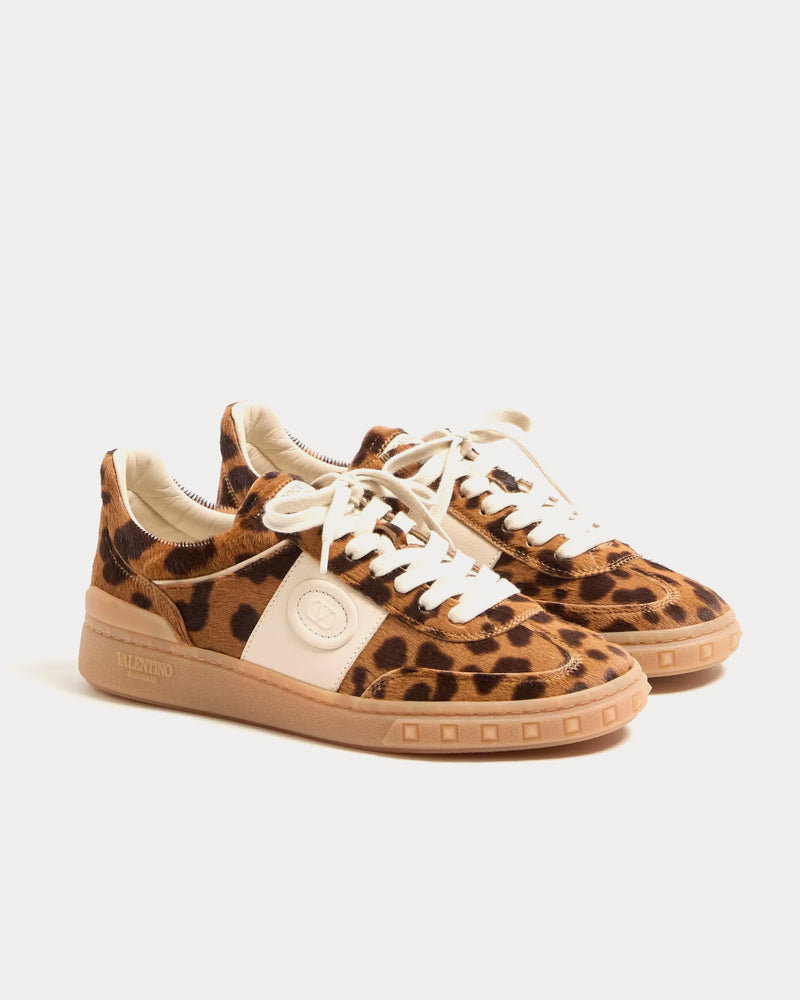 Valentino Upvillage Pony Effect Calfskin Leather Animal Print Low Top Sneakers - 3