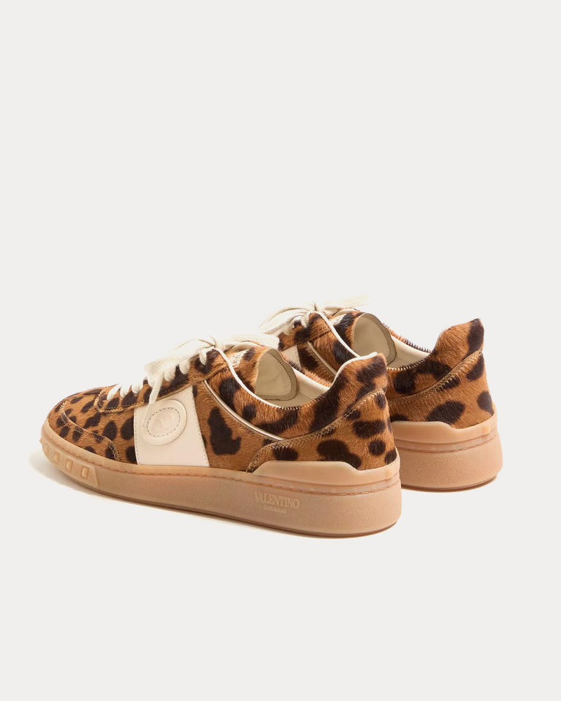 Valentino Upvillage Pony Effect Calfskin Leather Animal Print Low Top Sneakers - 4