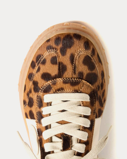 Valentino Upvillage Pony Effect Calfskin Leather Animal Print Low Top Sneakers - 5