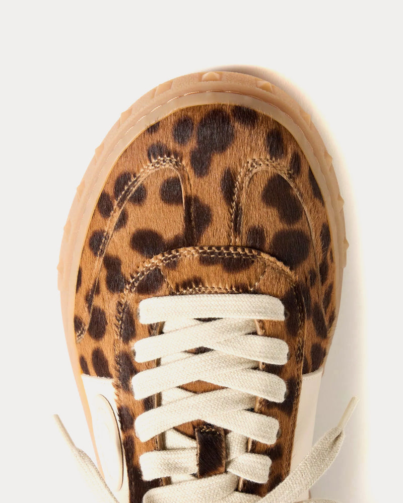 Valentino Upvillage Pony Effect Calfskin Leather Animal Print Low Top Sneakers - 5