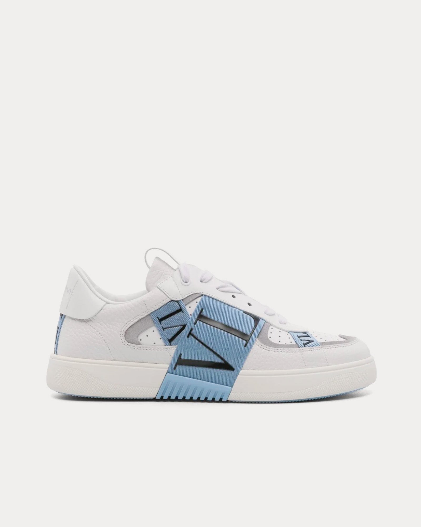Valentino - VL7N Calfskin & Fabric Banded White / Blue / Grey Low Top Sneakers