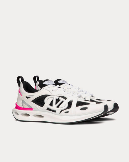 Valentino Vlogo Easyjog Calfskin & Fabric White / Pink PP / Pastel Grey Low Top Sneakers - 3