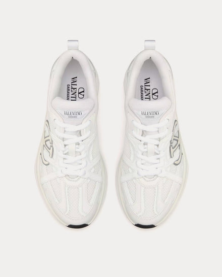 Valentino Vlogo Easyjog Calfskin & Fabric White / Ivory / Grey Low Top Sneakers - 2