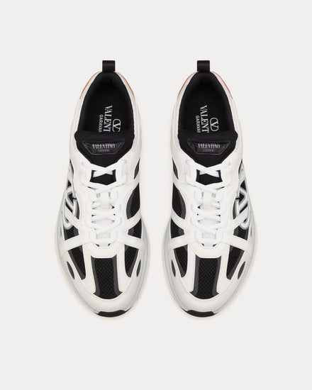 Valentino Vlogo Easyjog Calfskin & Fabric Black / White / Pastel Grey / Orange Low Top Sneakers - 2