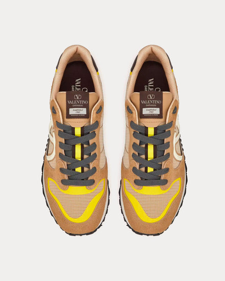 Valentino Vlogo Pace Split Leather, Fabric & Calfskin Beige Low Top Sneakers - 2