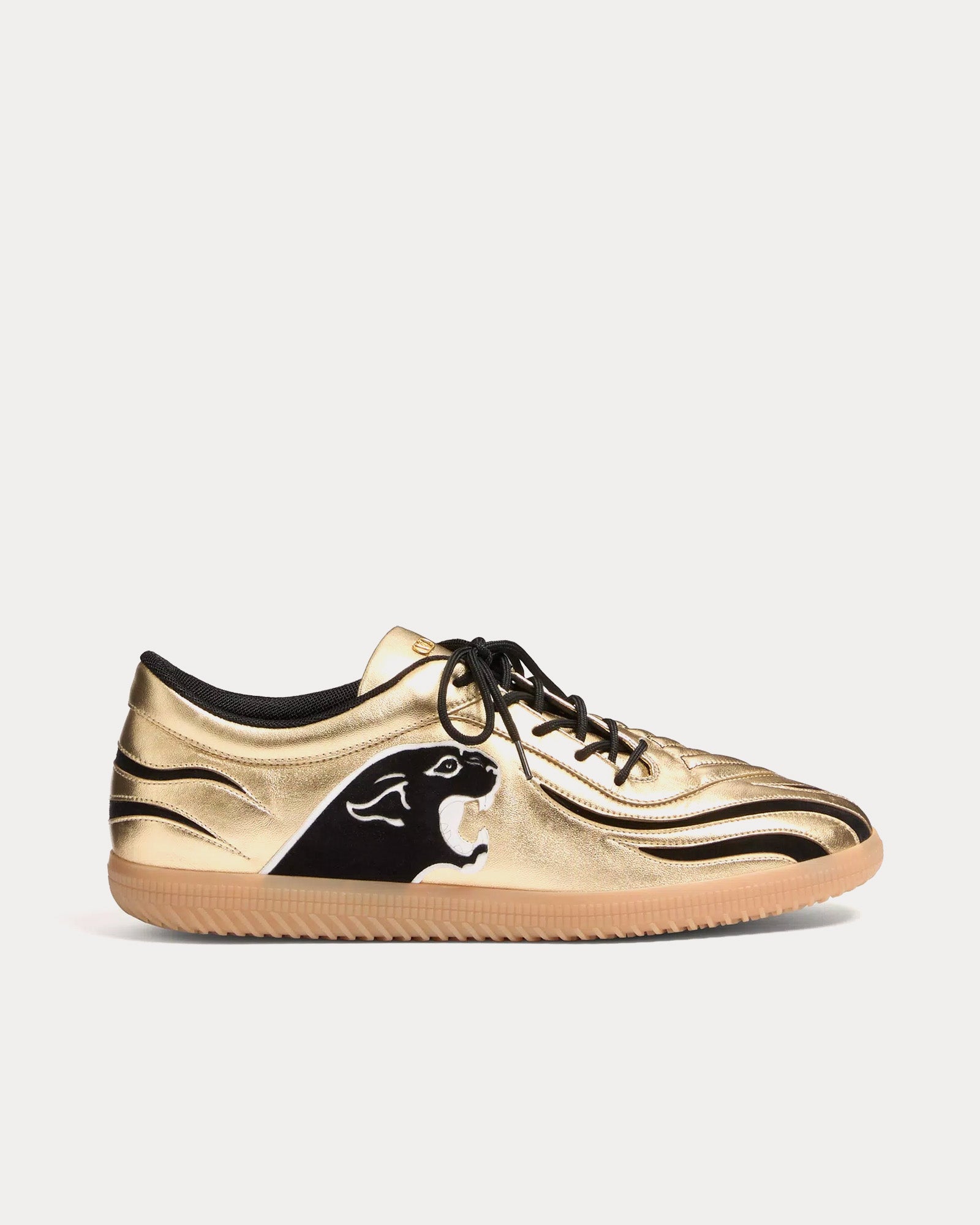 Valentino Men's Kicky Laminated Nappa Gold Low Top Sneakers & Trainers