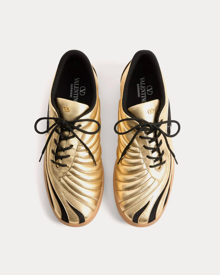 Valentino Kicky Laminated Nappa Gold Low Top Sneakers - 2