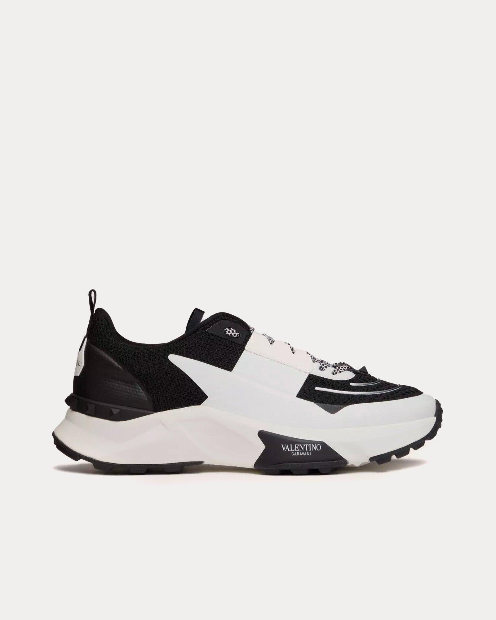 Valentino - True Act Mesh & Rubberised Fabric Black / White Low Top Sneakers