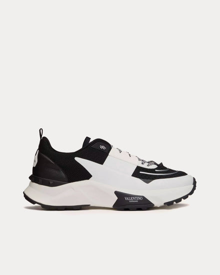 Valentino True Act Mesh & Rubberised Fabric Black / White Low Top Sneakers - 1
