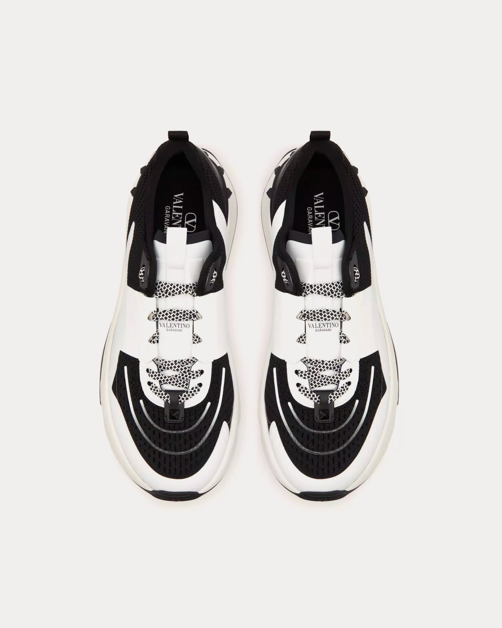 Valentino - True Act Mesh & Rubberised Fabric Black / White Low Top Sneakers