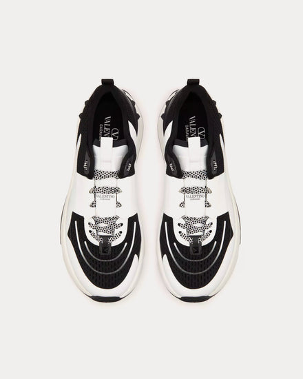Valentino True Act Mesh & Rubberised Fabric Black / White Low Top Sneakers - 2
