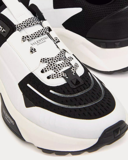 Valentino True Act Mesh & Rubberised Fabric Black / White Low Top Sneakers - 4