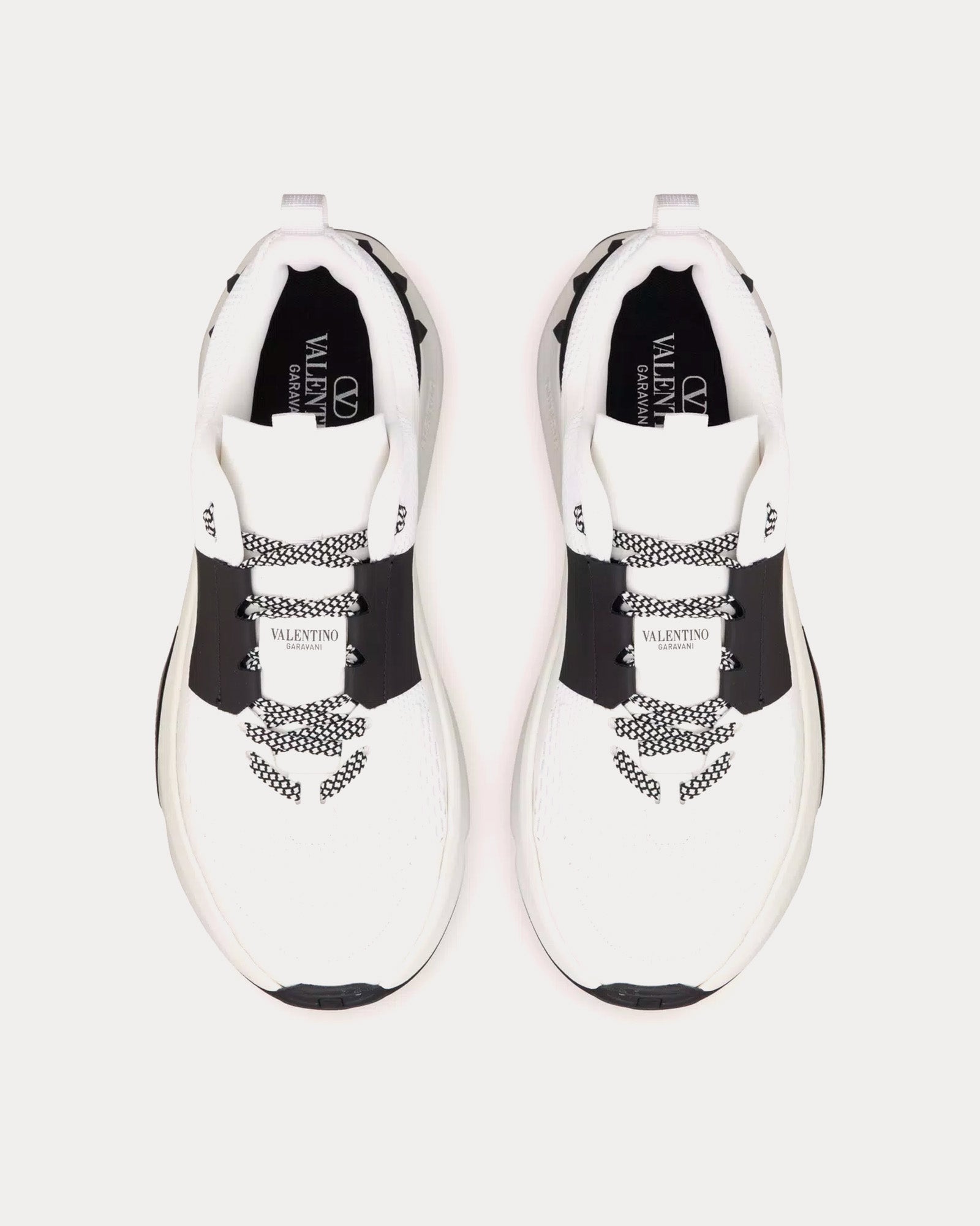 Valentino - True Act Mesh & Rubberised Fabric White / Black Low Top Sneakers