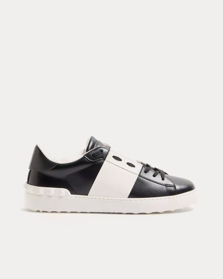 Valentino Open Calfskin Black / White Low Top Sneakers - 1