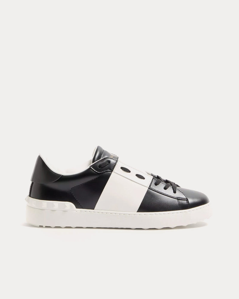 Valentino Open Calfskin Black / White Low Top Sneakers - 1