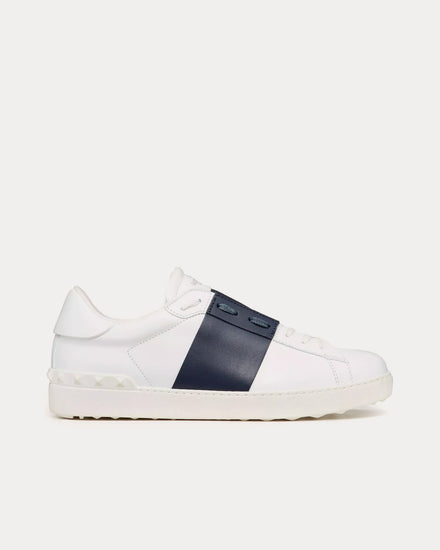 Valentino Open Calfskin White / Navy Low Top Sneakers - 1