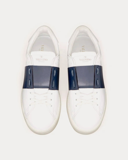 Valentino Open Calfskin White / Navy Low Top Sneakers - 2