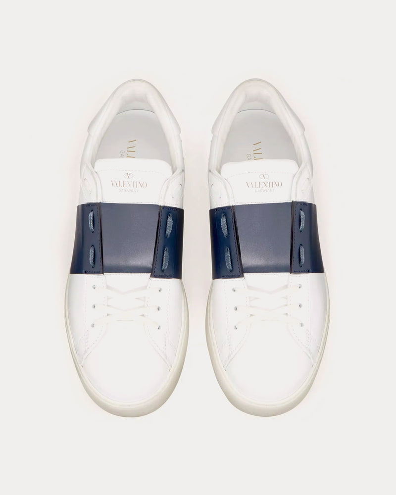 Valentino Open Calfskin White / Navy Low Top Sneakers - 2