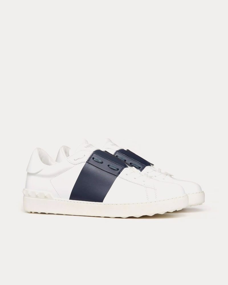 Valentino Open Calfskin White / Navy Low Top Sneakers - 3