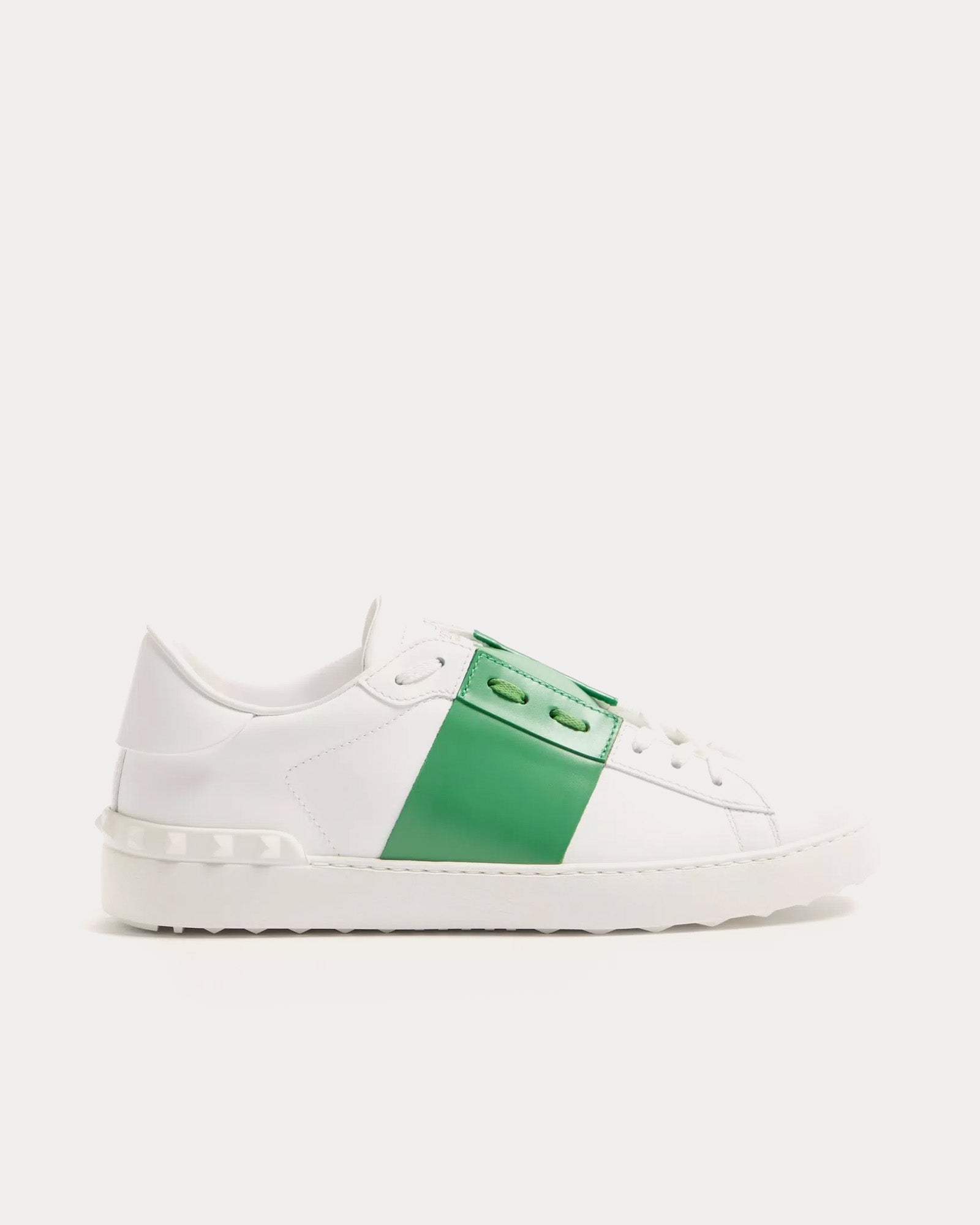 Valentino Men's Open Calfskin White / Green Low Top Sneakers