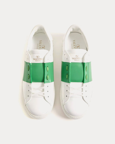Valentino Open Calfskin White / Green Low Top Sneakers - 2