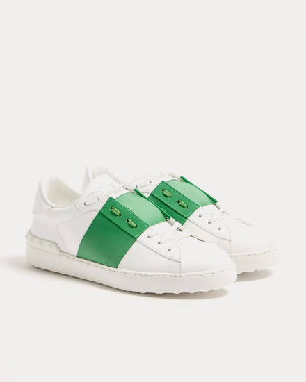 Valentino Open Calfskin White / Green Low Top Sneakers - 3