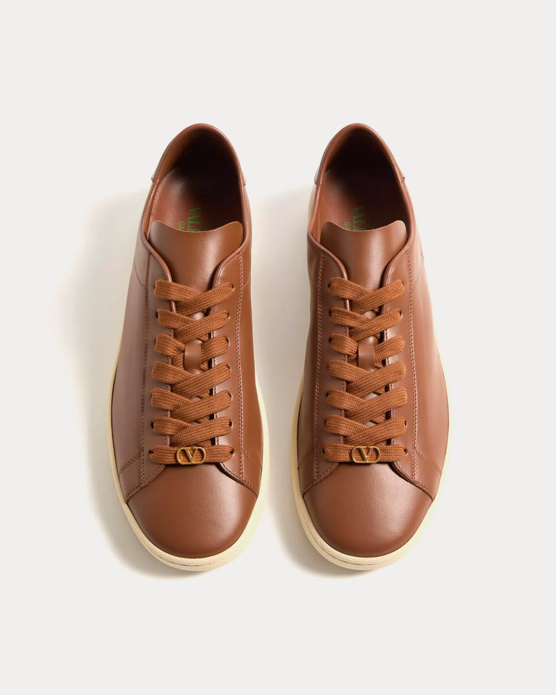 Valentino Royco Nappa Calfskin Tobacco Low Top Sneakers - 2