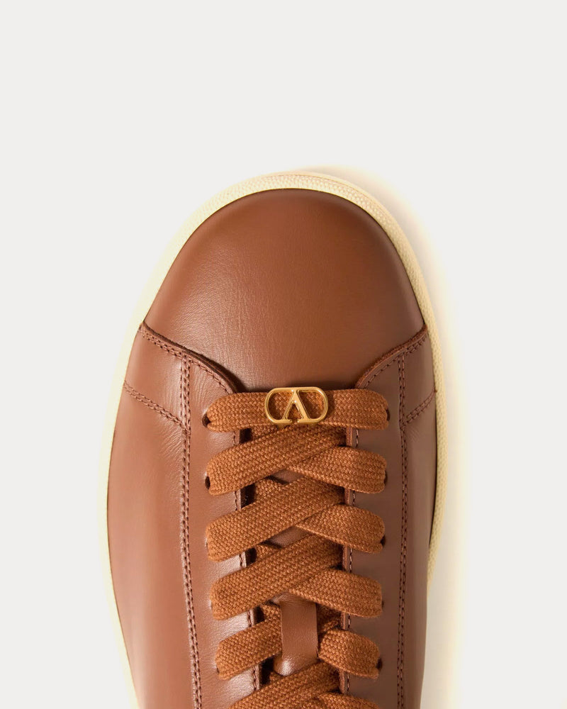 Valentino Royco Nappa Calfskin Tobacco Low Top Sneakers - 4