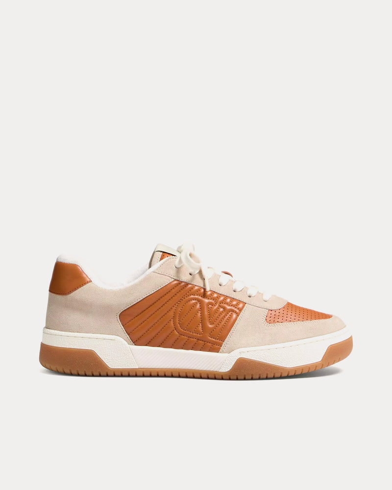 Valentino Sparry Split Leather & Nappa Beige Low Top Sneakers - 1