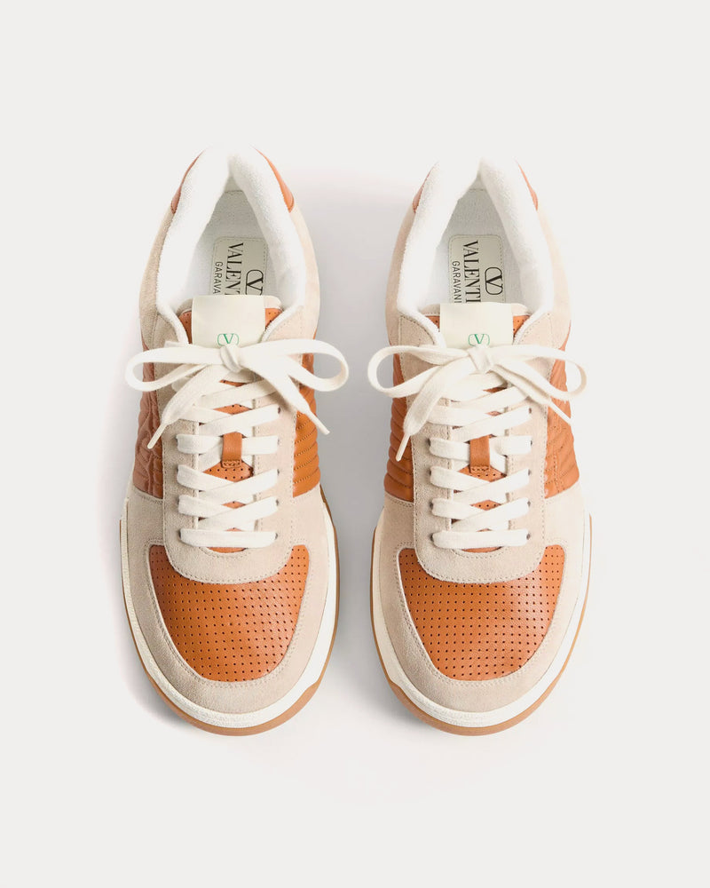 Valentino Sparry Split Leather & Nappa Beige Low Top Sneakers - 2