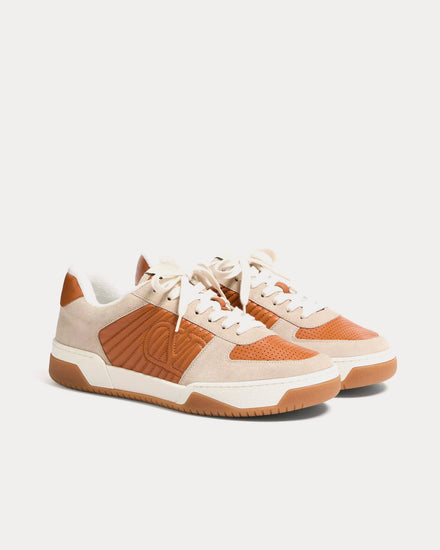 Valentino Sparry Split Leather & Nappa Beige Low Top Sneakers - 3