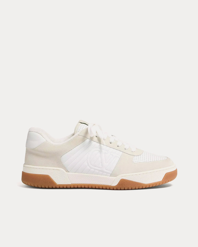 Valentino Sparry Split Leather & Nappa White Low Top Sneakers - 1