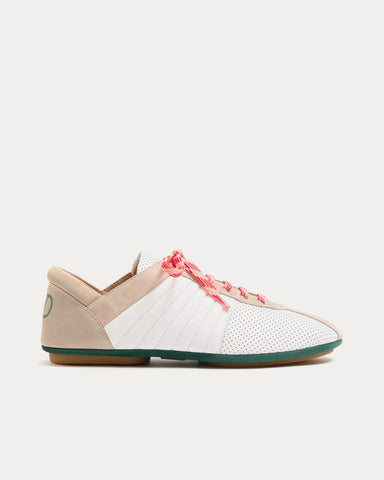 Valentino Strikie Perforated Nappa & Suede White Low Top Sneakers