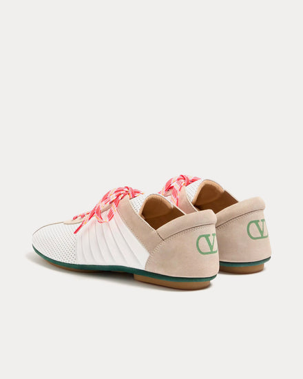 Valentino Strikie Perforated Nappa & Suede White Low Top Sneakers - 3