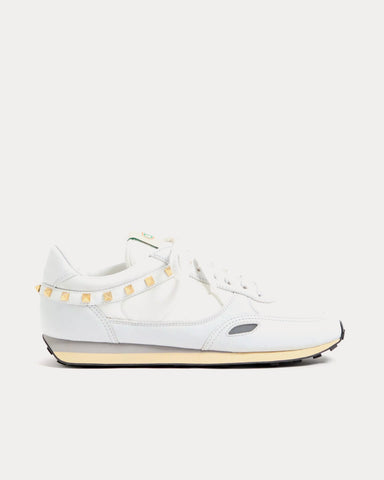 Valentino Stud Up Leather & Nylon White Low Top Sneakers