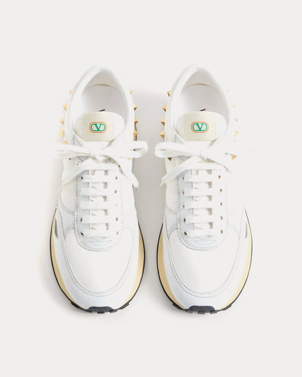 Valentino Stud Up Leather & Nylon White Low Top Sneakers - 2