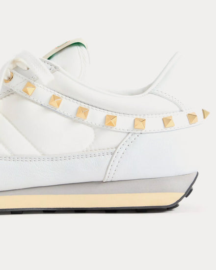 Valentino Stud Up Leather & Nylon White Low Top Sneakers - 6