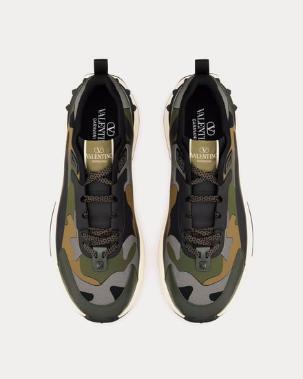 Valentino True Act Camouflage Rubberised Fabric Black / Khaki / Dark Grey Low Top Sneakers - 2
