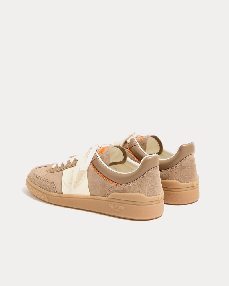 Valentino Upvillage Split Leather & Calfskin Nappa Leather Khaki / Ivory Low Top Sneakers - 4