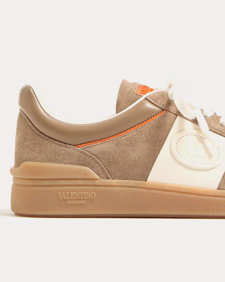 Valentino Upvillage Split Leather & Calfskin Nappa Leather Khaki / Ivory Low Top Sneakers - 5