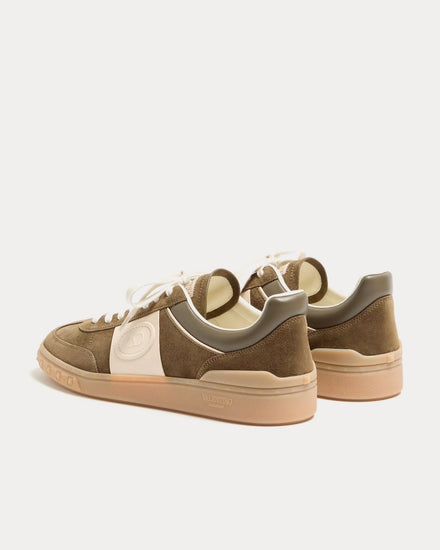 Valentino Upvillage Split Leather & Calfskin Nappa Leather Military Green / Ivory Low Top Sneakers - 4
