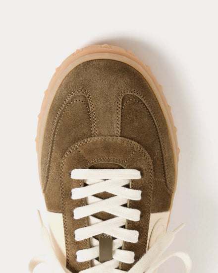 Valentino Upvillage Split Leather & Calfskin Nappa Leather Military Green / Ivory Low Top Sneakers - 5