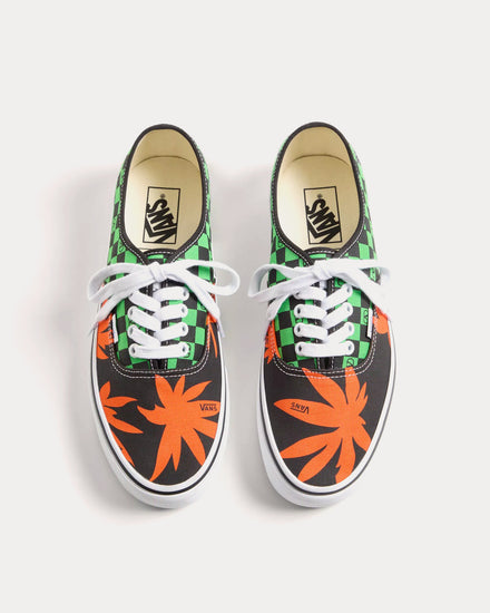 Valentino x Vans Fabric Trainer with VLogo Checkerboard Print & Tropical Leaves Print Black / Red / Green Low Top Sneakers - 2