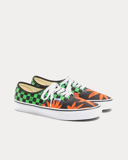 Valentino x Vans Fabric Trainer with VLogo Checkerboard Print & Tropical Leaves Print Black / Red / Green Low Top Sneakers - 3