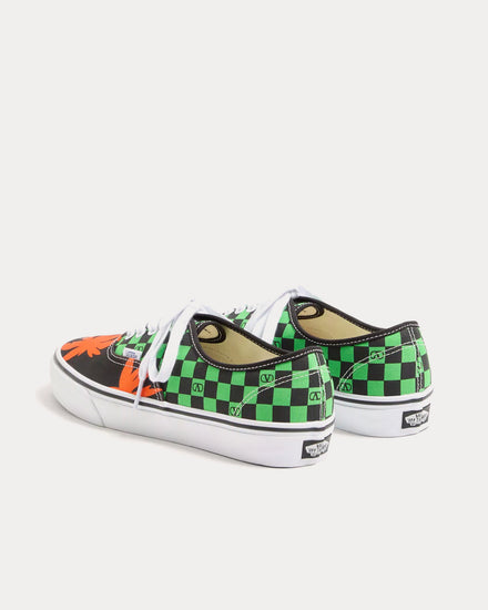 Valentino x Vans Fabric Trainer with VLogo Checkerboard Print & Tropical Leaves Print Black / Red / Green Low Top Sneakers - 4