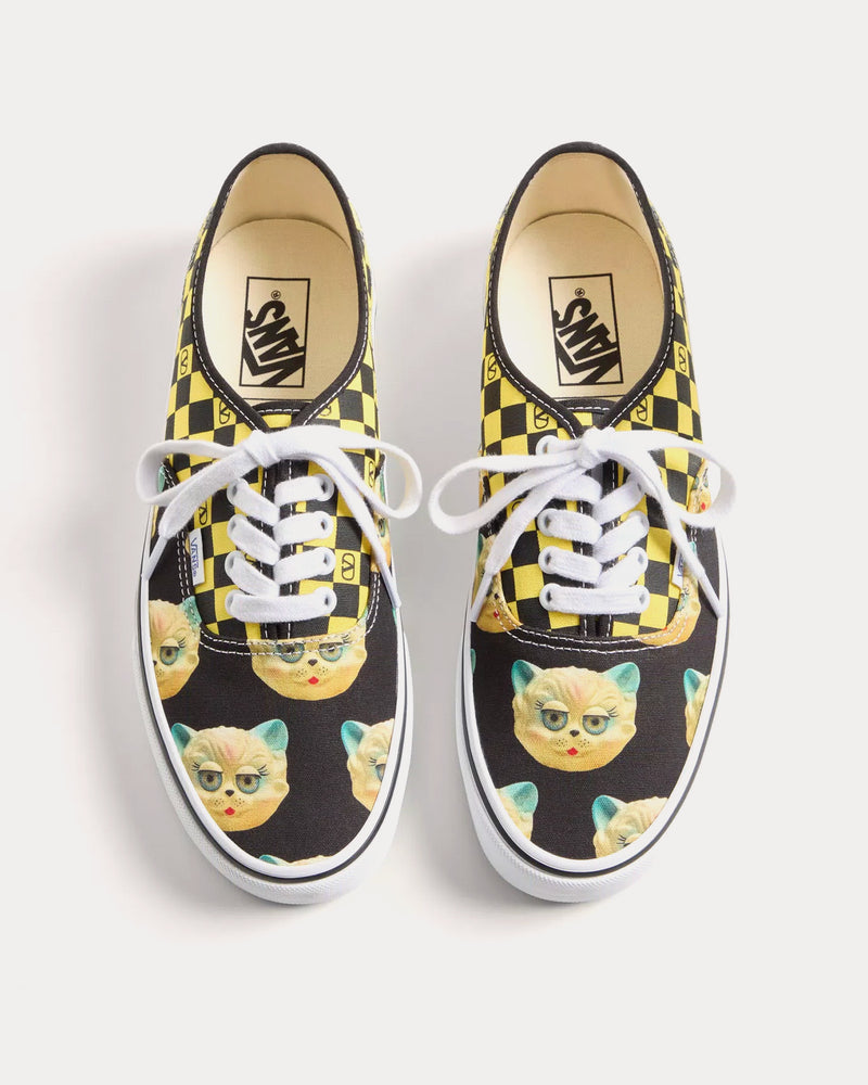 Valentino x Vans Fabric Trainer with VLogo Checkerboard Print & Le Chat de la Maison Print Black / Yellow Low Top Sneakers - 2