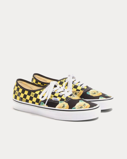 Valentino x Vans Fabric Trainer with VLogo Checkerboard Print & Le Chat de la Maison Print Black / Yellow Low Top Sneakers - 3
