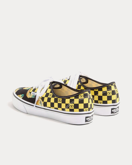 Valentino x Vans Fabric Trainer with VLogo Checkerboard Print & Le Chat de la Maison Print Black / Yellow Low Top Sneakers - 4
