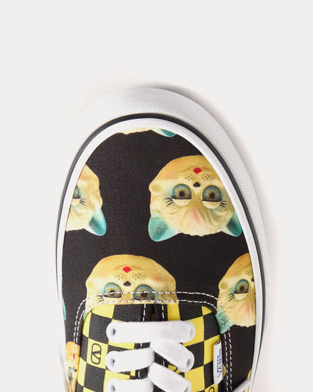 Valentino x Vans Fabric Trainer with VLogo Checkerboard Print & Le Chat de la Maison Print Black / Yellow Low Top Sneakers - 5