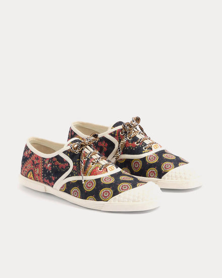 Valentino Bay By Bay Voyage Imaginaire Denim Fabric Navy / Multi / Ivory Low Top Sneakers - 3